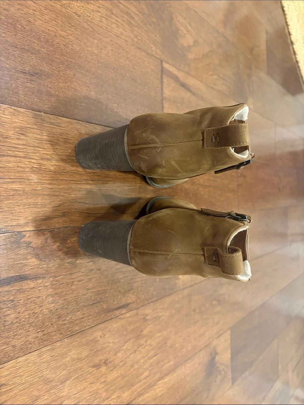 bp. Tan Suede Ankle Booties with Block Heel